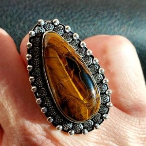 New Tiger Eye 925 Silver Ring.